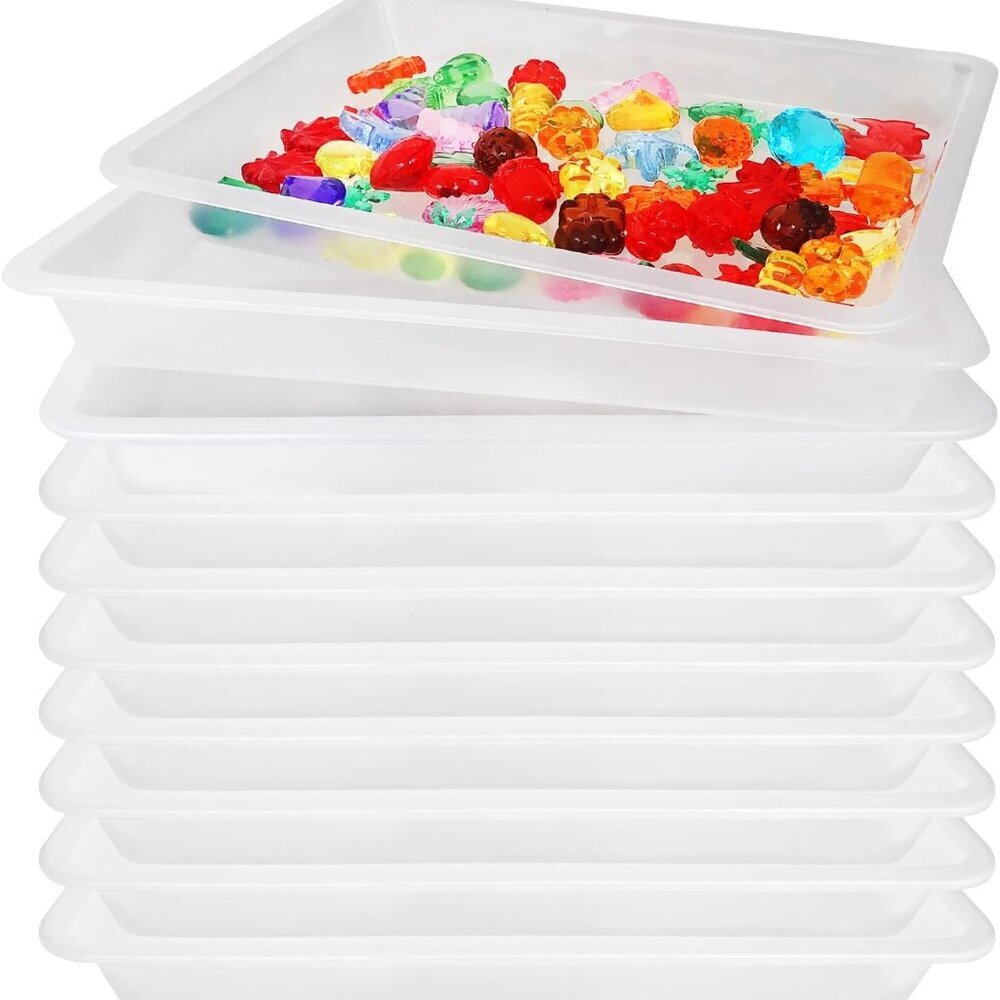 10 Pcs Activity Plastic Art Trays,Stackable Craft Tray,Flat Storage Tray,Serving